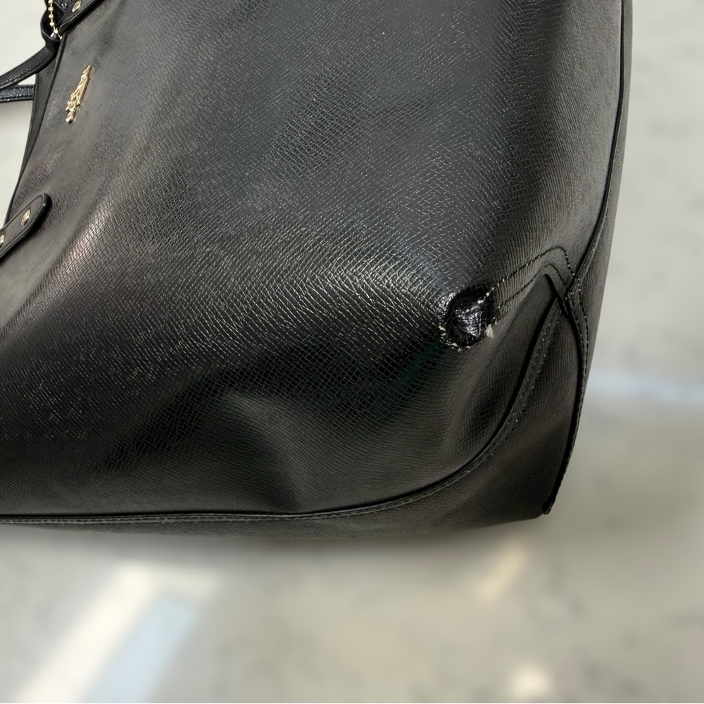 Coach Reversible Black Leather Tote with Logo Zip Pouch - Picture 6 of 11